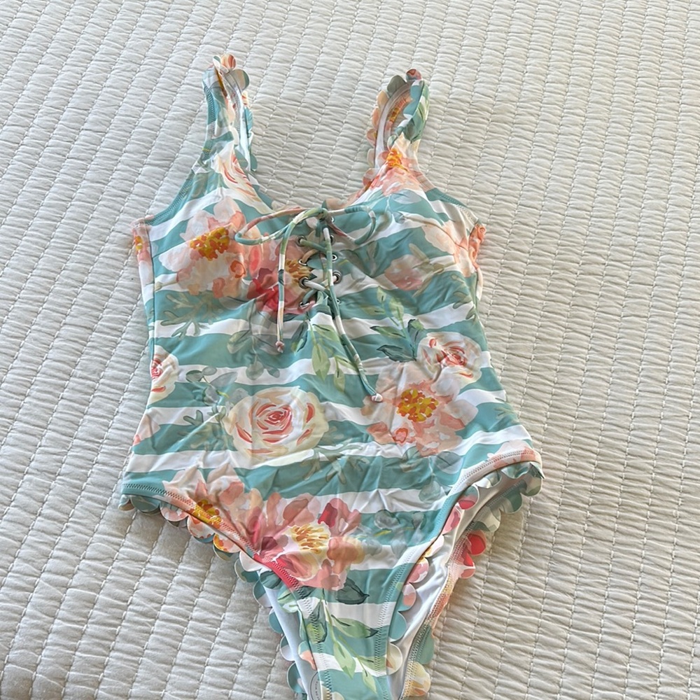 Floral Lace-Up Swimsuit